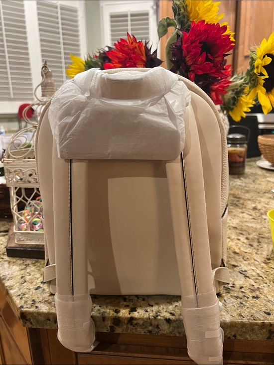 Michael Kors Cream Leather Backpack with Gold Chain Accent main image 9